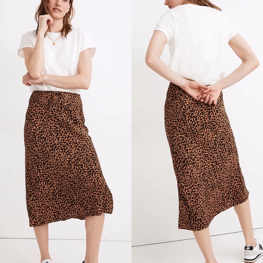 Madewell Brown Leopard Print Midi Skirt